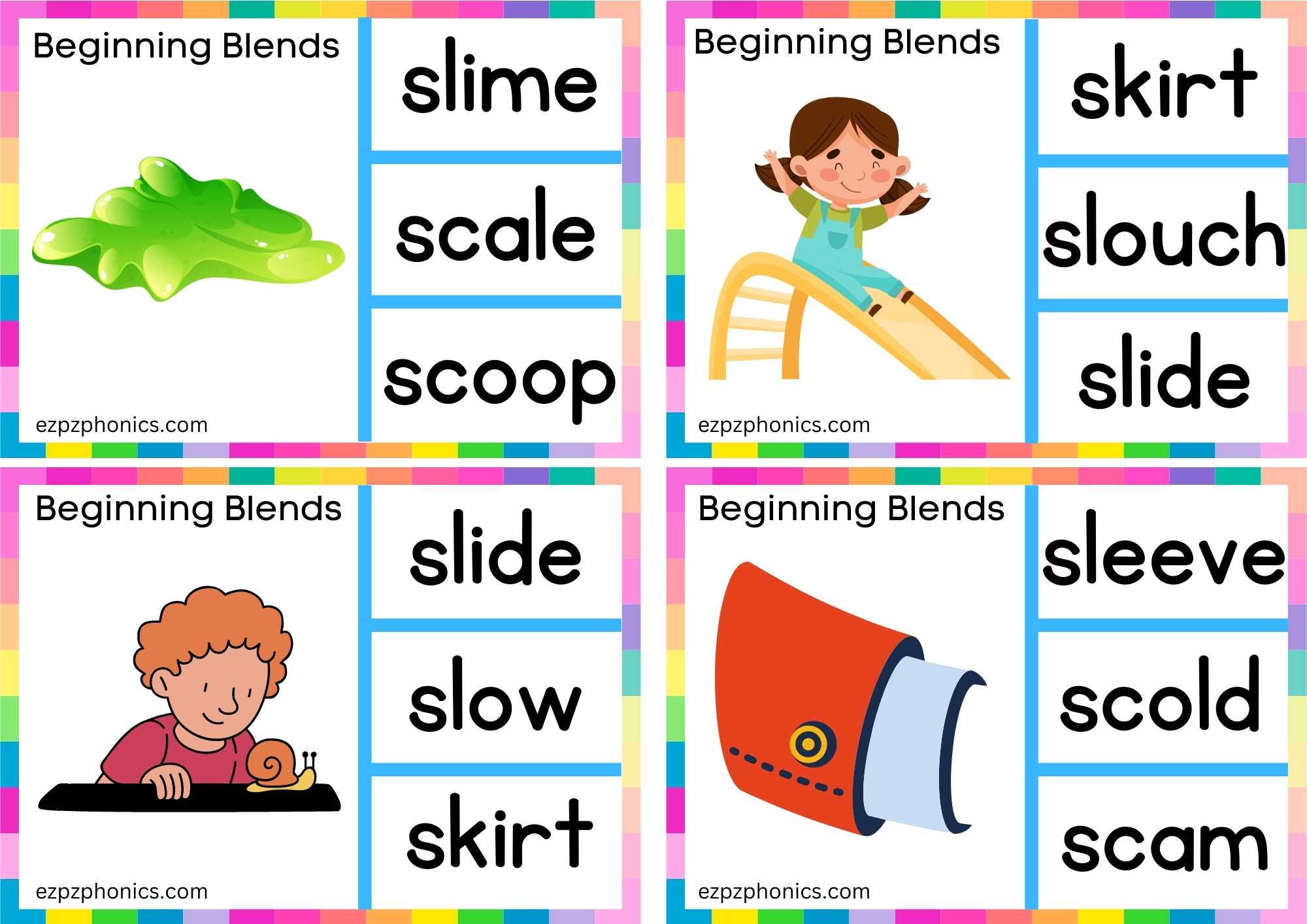 SL Beginning Blends Clip Cards Look At The Image And Clip The Correct Word Set 2